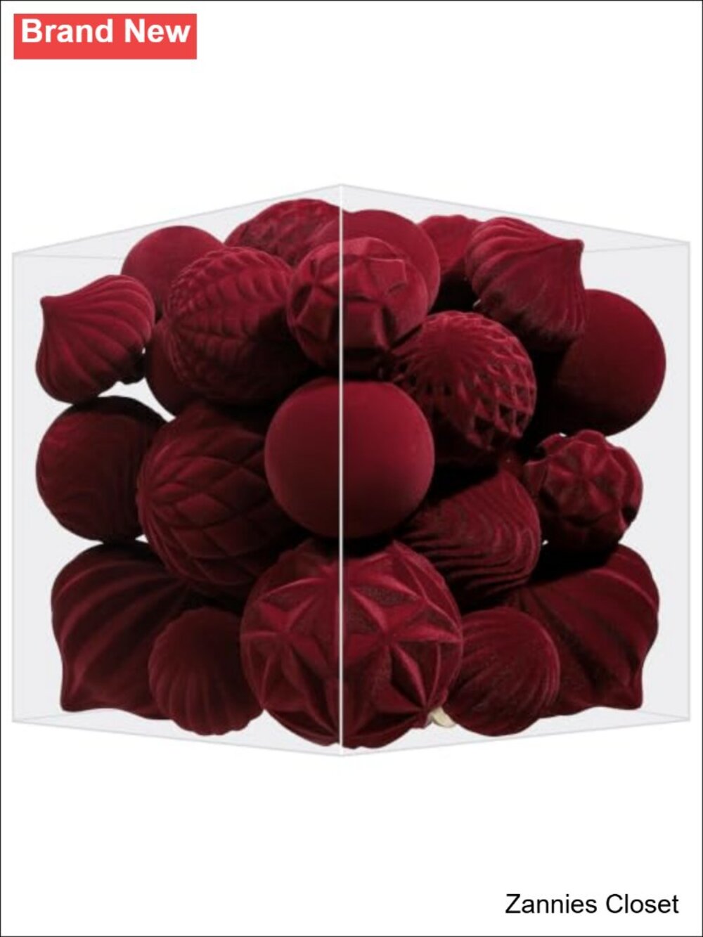 🎄 34pc Velvet Christmas Ball Ornaments Tree Decor